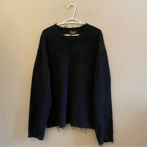 Drew House Black French Terry Crewneck Sweatshirt w Raw Hem – Size Large EUC